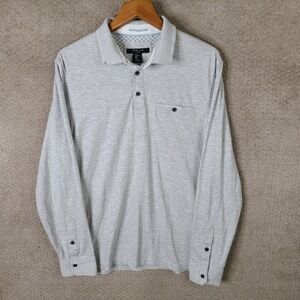 Mark Law Shirt Mens XL Gray Polo Long Sleeve Cotton Blend Casual Luxury Pocket